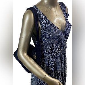 a:glow size Small Maternity Wrap Dress in Navy & White